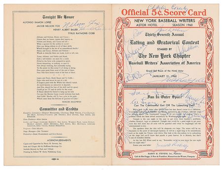 Lot #8331  Baseball Signed Dinner Menus (x8) with Gehrig, Johnson, Cobb, and Clemente - Image 5