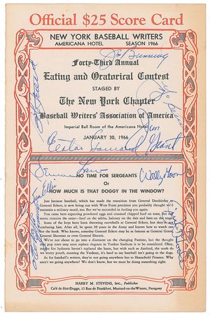 Lot #8331  Baseball Signed Dinner Menus (x8) with Gehrig, Johnson, Cobb, and Clemente - Image 7