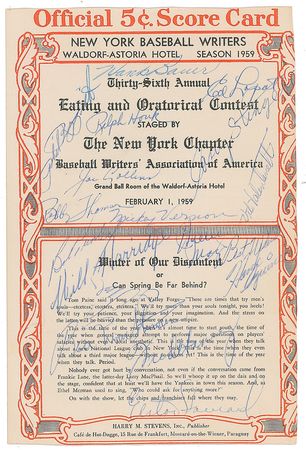Lot #8331  Baseball Signed Dinner Menus (x8) with Gehrig, Johnson, Cobb, and Clemente - Image 8