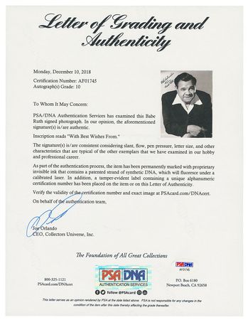 Lot #8403 Babe Ruth Oversized Signed Photograph - PSA/DNA GEM MINT 10 - Image 2