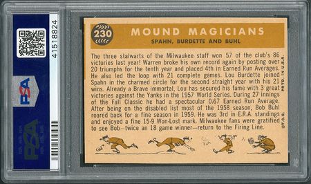 Lot #8073  1960 Topps #230 Mound Magicians - PSA MINT 9 - Image 2