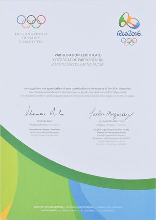 Lot #8506  2016 Rio Summer Olympics Athlete's Participation Medal and Diploma - Image 5