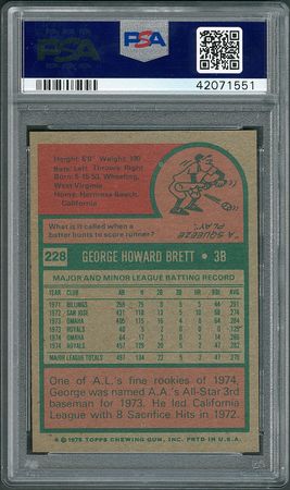 Lot #8155  1975 Topps #228 George Brett RC - PSA MINT 9 - Image 2