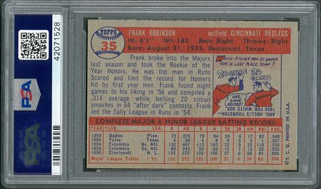 Lot #8067  1957 Topps #35 Frank Robinson RC - PSA NM-MT 8 - Image 3