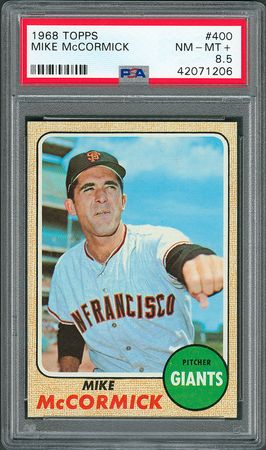 Lot #8113  1968 Topps #400 Mike McCormick Extremely Rare White Letter - PSA NM-MT+ 8.5 - Image 2