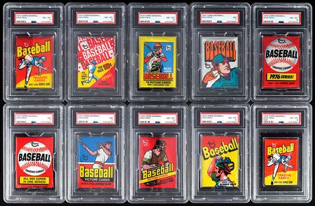 Lot #8212  1970-1980 Topps Baseball Wax Pack HIGH Grade PSA Graded Lot (11) - Image 1