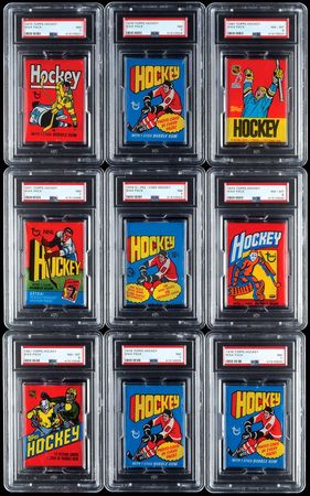 Lot #8215  1971-1987 Topps and OPC Hockey PSA Graded  Wax Pack Collection (9) - Image 1