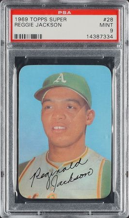 Lot #8128  1969 Topps Super #28 Reggie Jackson - PSA MINT 9 - Image 1