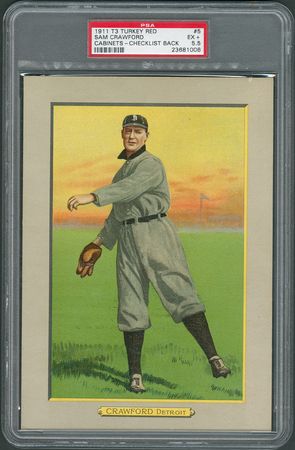 Lot #8027  1911 T3 Turkey Red #5 Sam Crawford - PSA EX+ 5.5 - Image 1