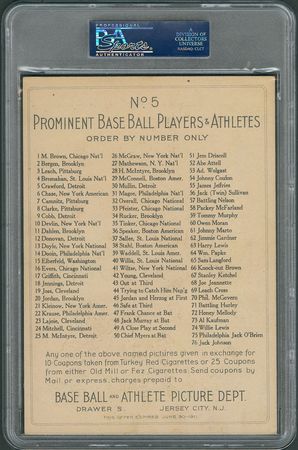 Lot #8027  1911 T3 Turkey Red #5 Sam Crawford - PSA EX+ 5.5 - Image 2