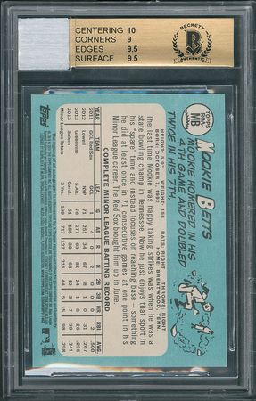 Lot #8156  2014 Mookie Betts #ROAMB Rookie Card BAS GEM MINT 9.5 - Image 2