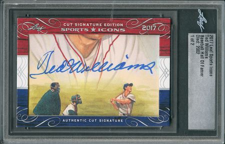 Lot #8193  2017 Leaf Ted Williams Sports Icons Cut Signature Card - 1 of 2 - Image 1