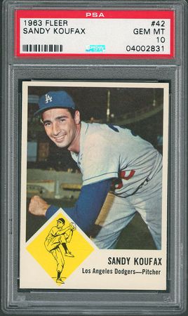 Lot #8089  1963 Fleer #42 Sandy Koufax PSA GEM MT