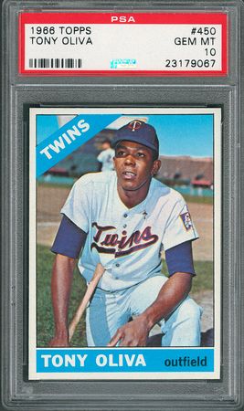 Lot #8104  1966 Topps #450 Tony Oliva PSA GEM MT 10 - Image 1