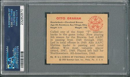 Lot #8166  1950 Bowman #45 Otto Graham Rookie PSA NM-MT+ 8.5 - Image 3