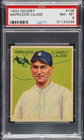 Lot #8000  1933 Goudey #106 Napoleon Lajoie - PSA NM-MT 8 - Image 1