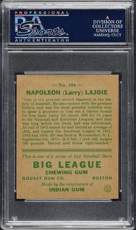Lot #8000  1933 Goudey #106 Napoleon Lajoie - PSA NM-MT 8 - Image 3