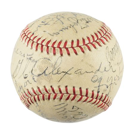 Lot #8230  1939 Hall of Fame Complete Inaugural Induction Ceremonies Autographed Baseball (with Enhancements) - Image 2
