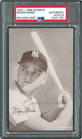 Lot #8398 Roger Maris 1947-66 Exhibits Autographed Card - PSA/DNA MINT 9 - Image 2