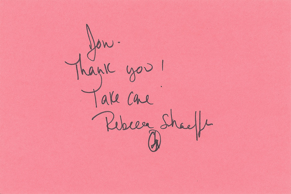 Rebecca Schaeffer Signature | RR Auction