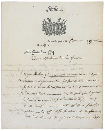 Lot #295 Joachim Murat: “Citizen Roubin…wishes to return to active service...he is a talented, zealous officer” - Image 1