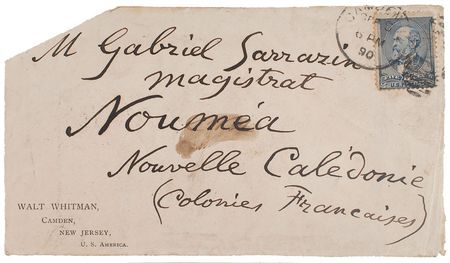 Lot #469 Walt Whitman: Twice-signed first edition of ‘Complete Poems & Prose’ and a letter to fellow poet Gabriel Sarrazin - Image 3