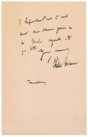 Lot #419 Childe Hassam: On his art sales: 