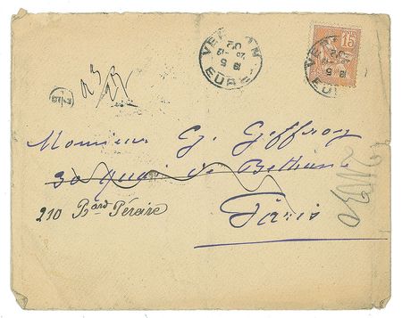Lot #422 Claude Monet: Affable 1902 letter from Monet to an important French art critic, complete with original mailing envelope - Image 4