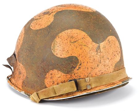 Lot #269 WWII US M1 Fixed Bail Helmet with Bullet Strike Helmet - Image 2
