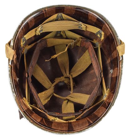 Lot #269 WWII US M1 Fixed Bail Helmet with Bullet Strike Helmet - Image 6