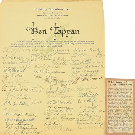Lot #264 Battle of Midway: Medals and Documents Belonging to Capt. Benjamin Tappan, Jr., USN, Awarded the Distinguished Flying Cross for Actions at Midway: Remarkable archive of a WWII pilot, including his Distinguished Flying Cross awarded for heroism at Midway - Image 2