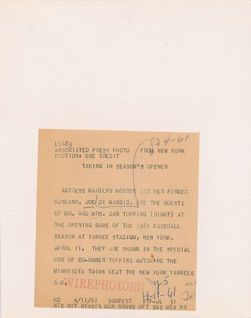 Lot #695 Marilyn Monroe and Joe DiMaggio - Image 2