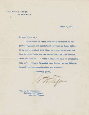 Lot #50 William H. Taft: Confident he can 'straighten out' the Texas-Mexico border confusion - Image 1