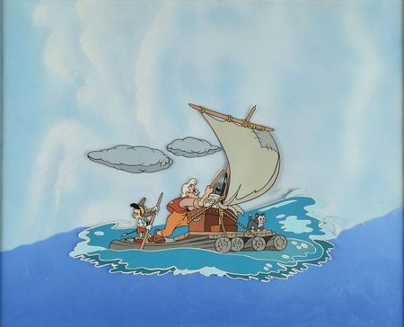 Lot #888 Pinocchio, Gepetto, Figaro, Jiminy Cricket, and Cleo production cel from Pinocchio Production Cel - Image 2
