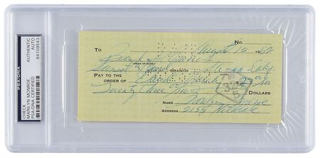 Lot #645 Marilyn Monroe: Payment to the publicist who arranged her blind date with Joltin' Joe - Image 1