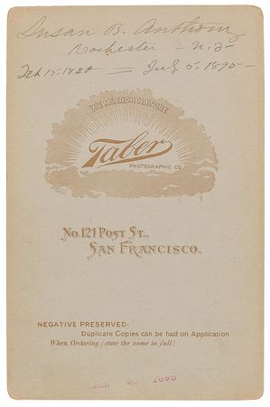 Lot #130 Susan B. Anthony: Superb portrait captured during the 1895 California woman suffrage campaign - Image 2