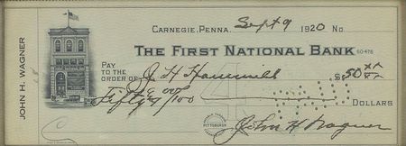 Lot #820 Honus Wagner Check - Image 2