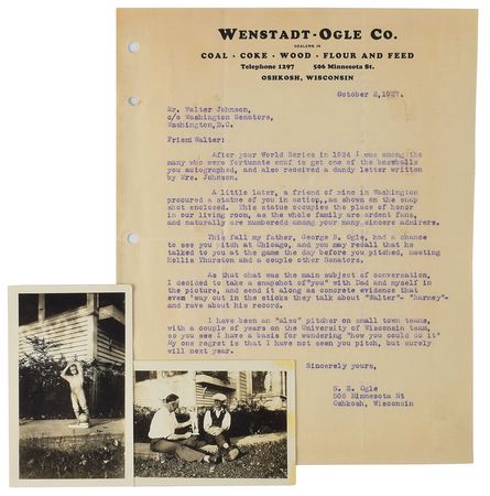Lot #807 Walter Johnson Typed Letter Signed - Image 3