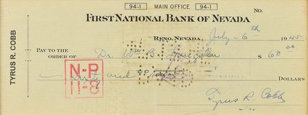 Lot #805 Ty Cobb Check - Image 2
