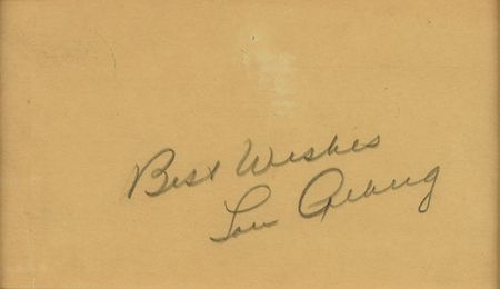 Lot #808 Lou Gehrig: Superlative 'Iron Horse' signature displayed with a rare program and ticket stub - Image 2