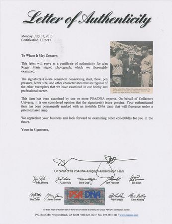 Lot #840 Roger Maris Signed Photograph - Image 2