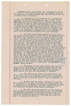 Lot #631 Abbott and Costello Signed Document - Image 2