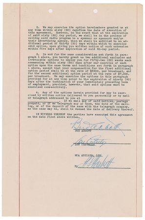 Lot #631 Abbott and Costello Signed Document - Image 1