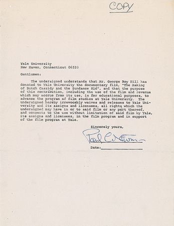 Lot #700 Paul Newman: Granting rights to 