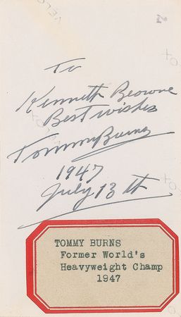 Lot #801 Tommy Burns Twice-Signed Photograph - Image 2
