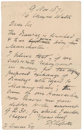 Lot #506 Dante Gabriel Rossetti Handwritten Letter Signed - Image 1
