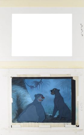 Lot #923 Baloo and Bagheera production key matching master background set-up from The Jungle Book: Scarce Baloo and Bagheera matching key master cel setup from The Jungle Book - Image 3