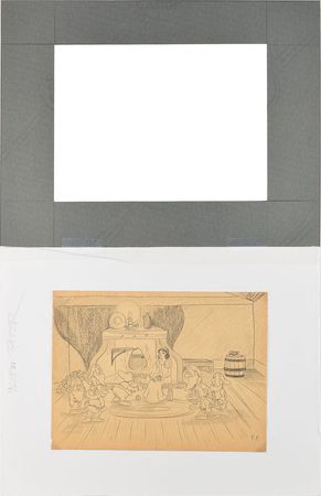 Lot #975 Snow White and all Seven Dwarfs concept drawing by Frank Follmer from  Snow White and the Seven Dwarfs - Image 2