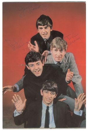 Lot #543 Beatles: Stunning 1963 full-color centerfold signed by the 'Fab Four' - Image 1