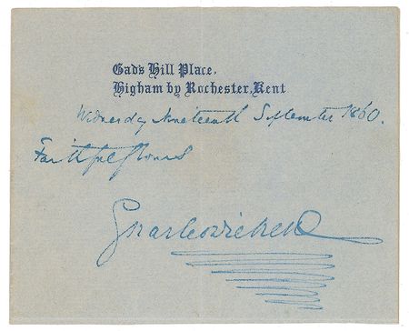 Lot #440. Charles Dickens Signature